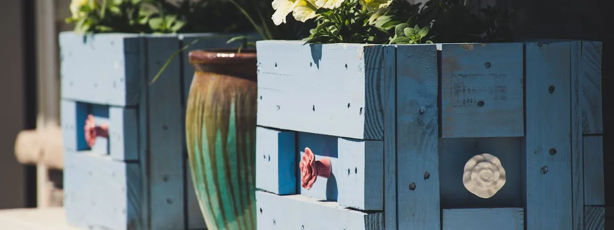 Collection of colorful plant pots and planters in various styles and sizes