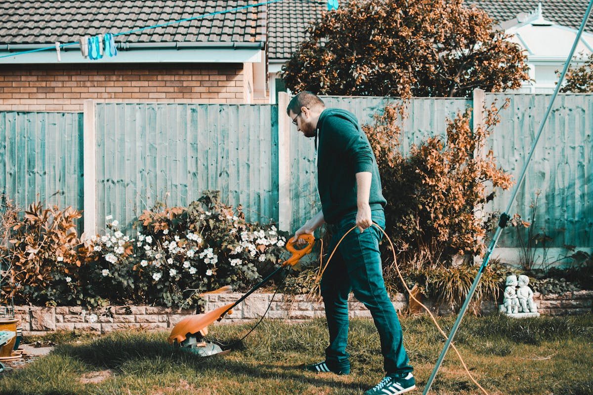 Garden tools laid out for spring maintenance work